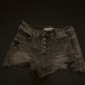 black and grey faded effect jean shorts